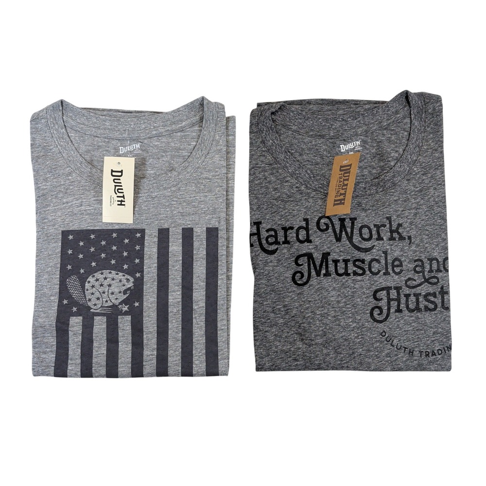 Duluth Trading‎ Womens Graphic T-Shirt 2 Pack Gray XXL 52818 Beaver Flag Hustle
